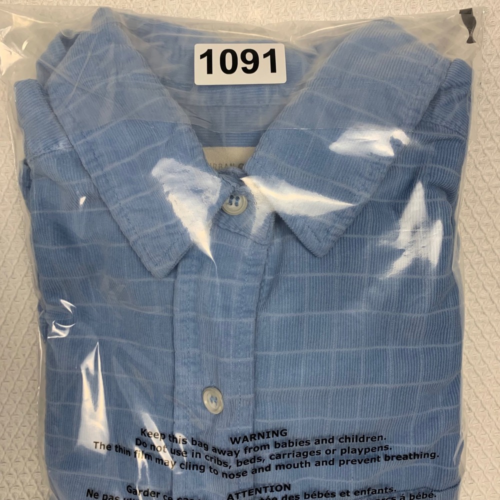 Urban Outfitters Womens Corduroy Windowpane Blue Plaid Button Down Cropped Sz M - Picture 10 of 10